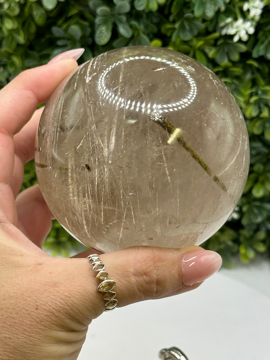 Green Tourmaline in Quartz Sphere (Brazil)