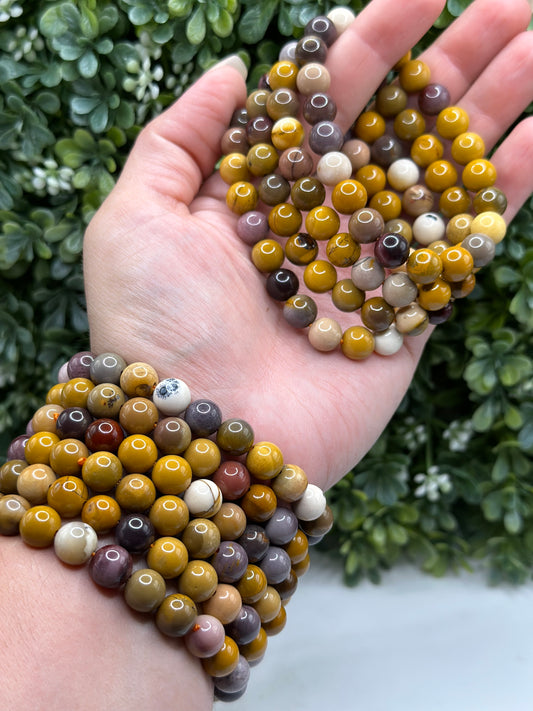 Mookaite Jasper 8mm Crystal beaded bracelet