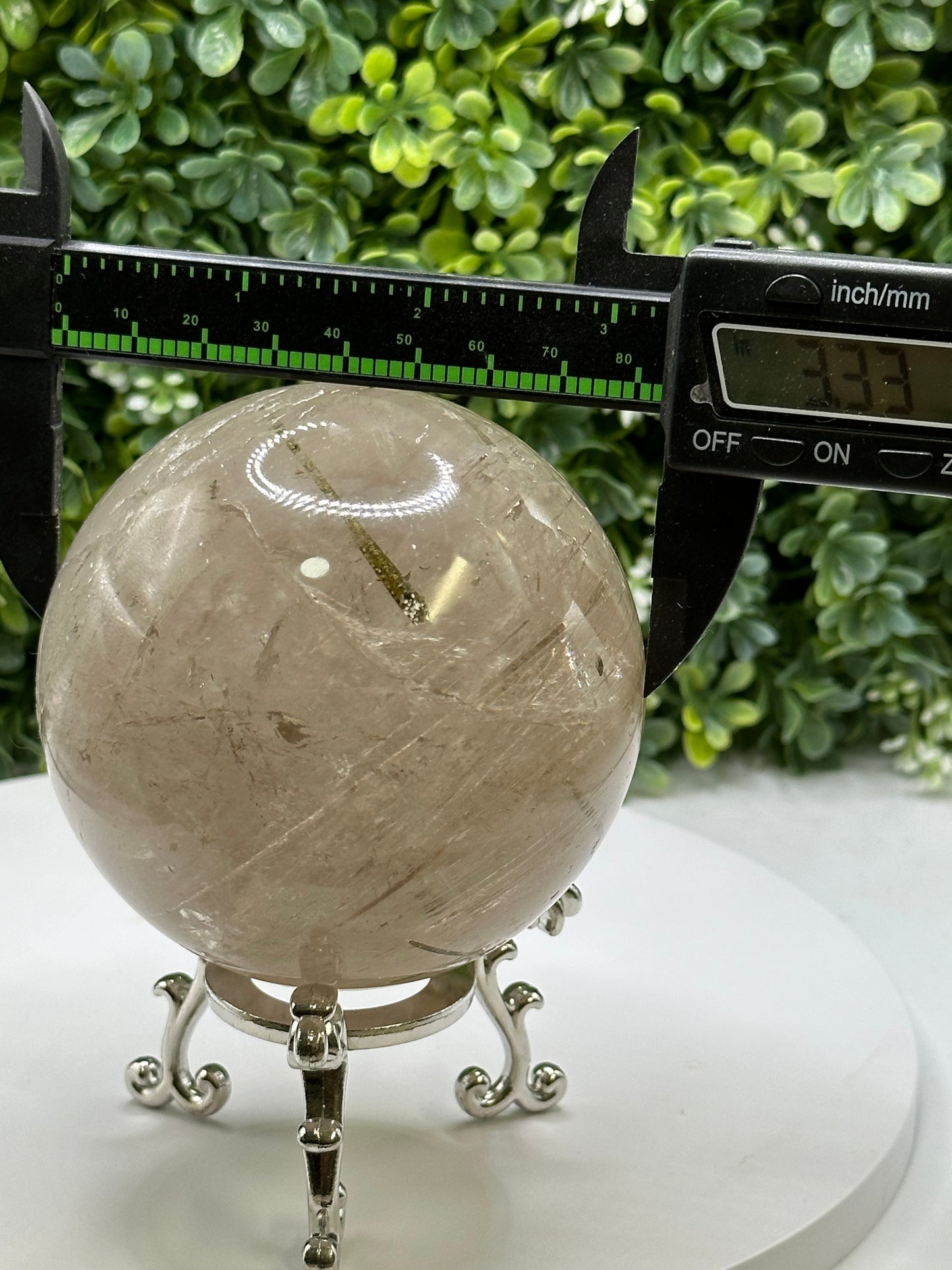 Green Tourmaline in Quartz Sphere (Brazil)