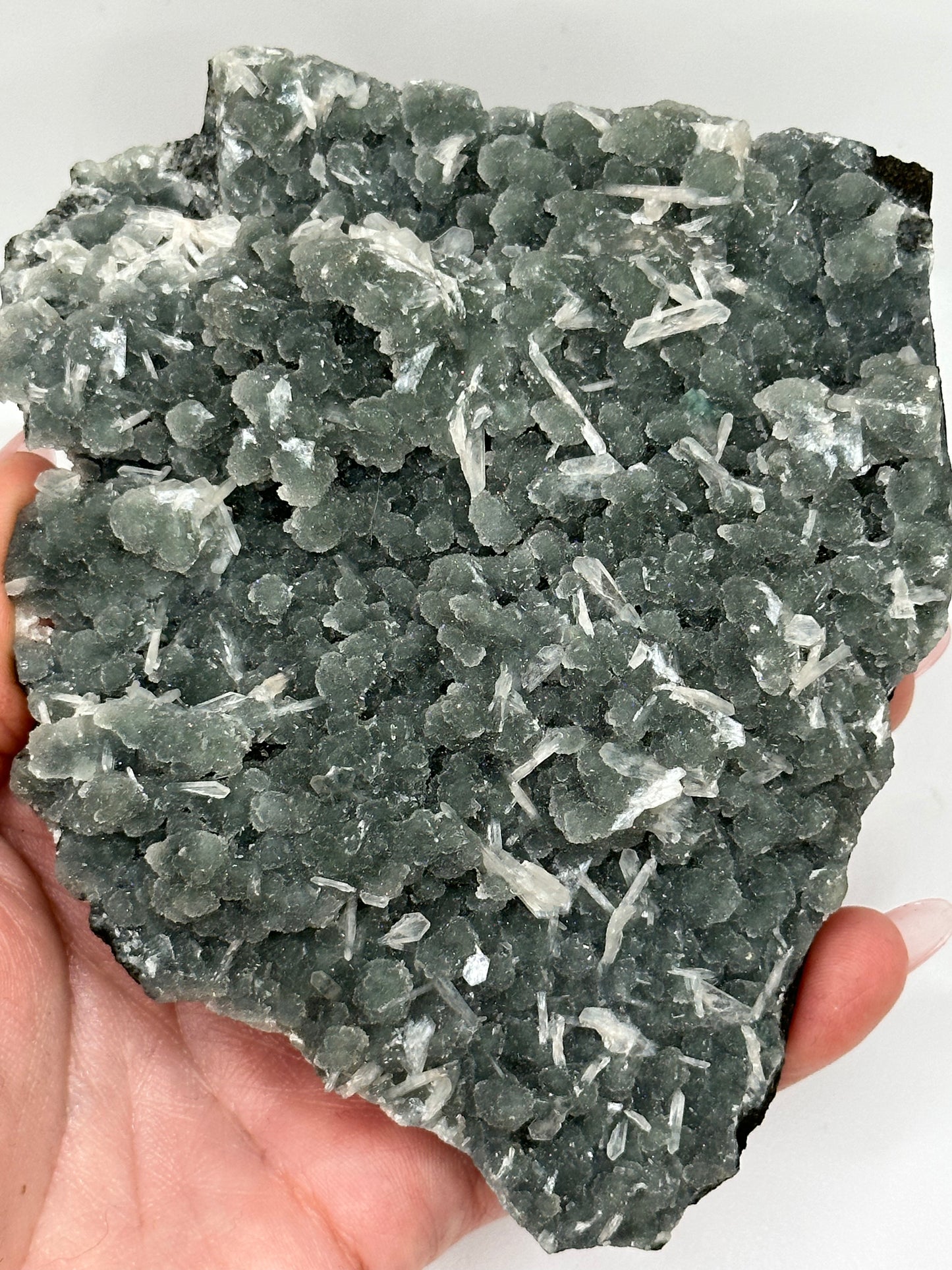 Druzy Chalcedony with Stilbite blades, India