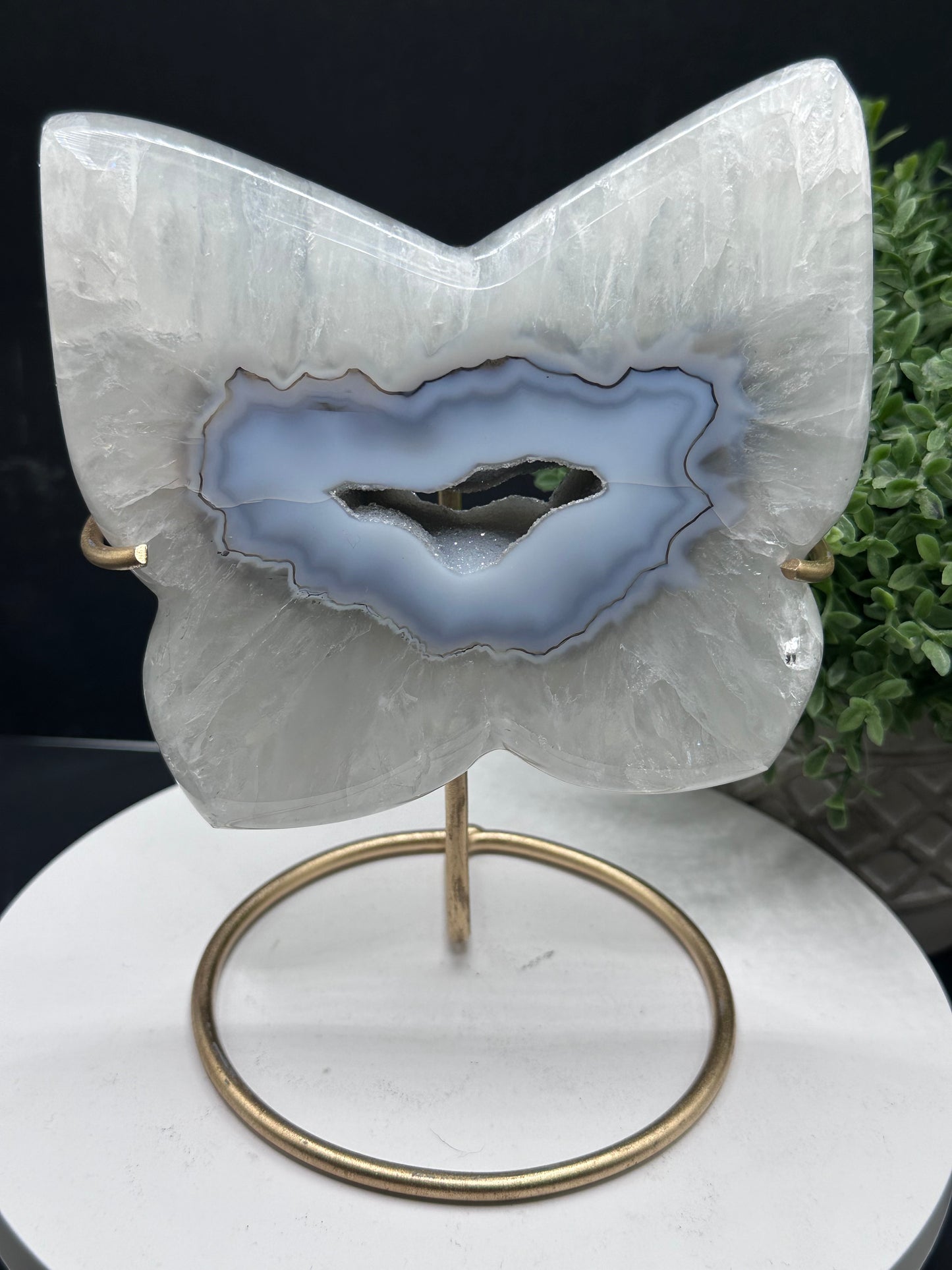 Druzy Agate Quartz Butterfly Carving [Brazil]