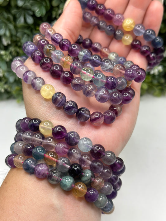 Colorful Fluorite 8mm crystalbeaded bracelet