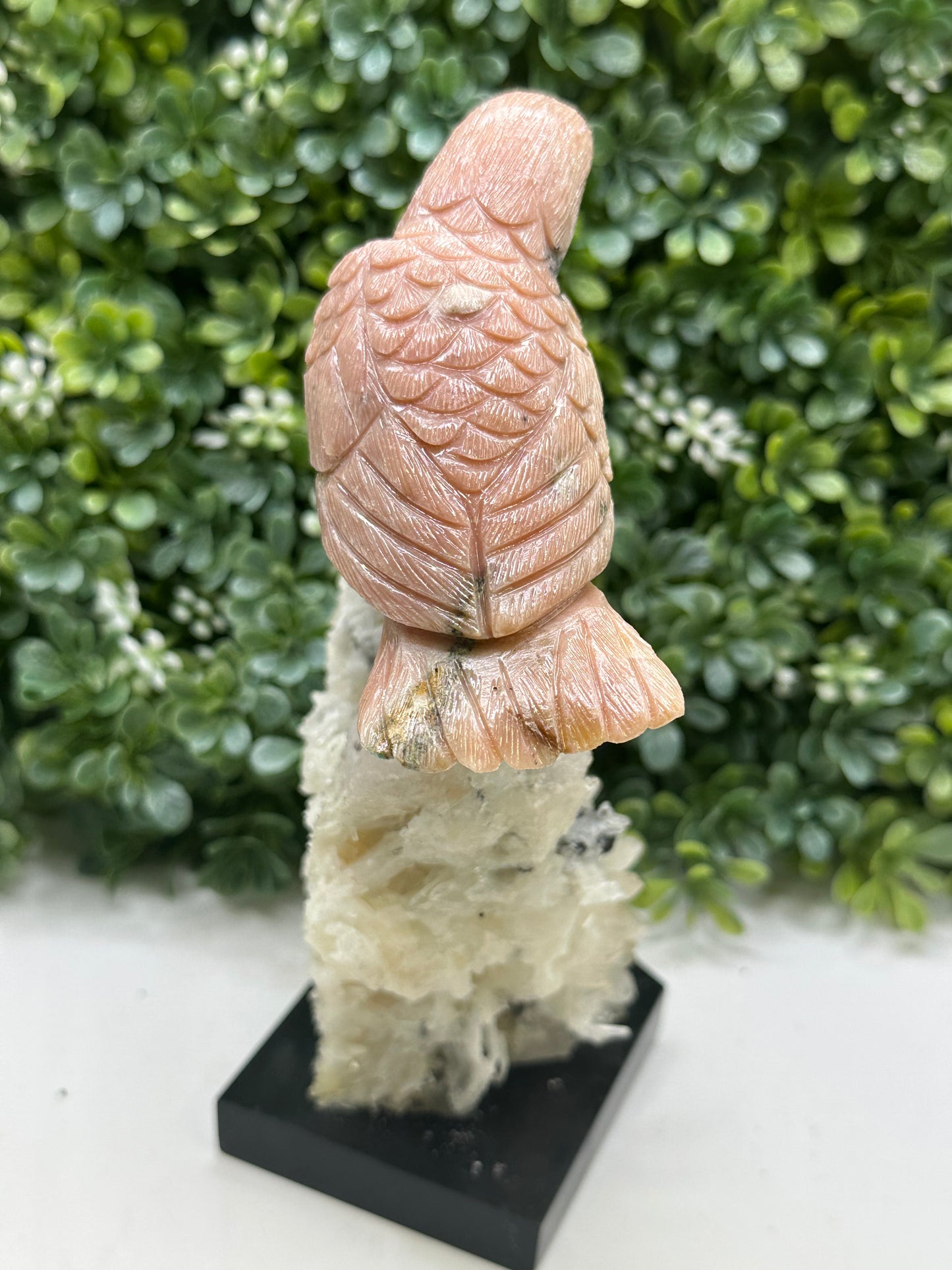 Pink Opal Hand Carved Crystal Bird, Home decor