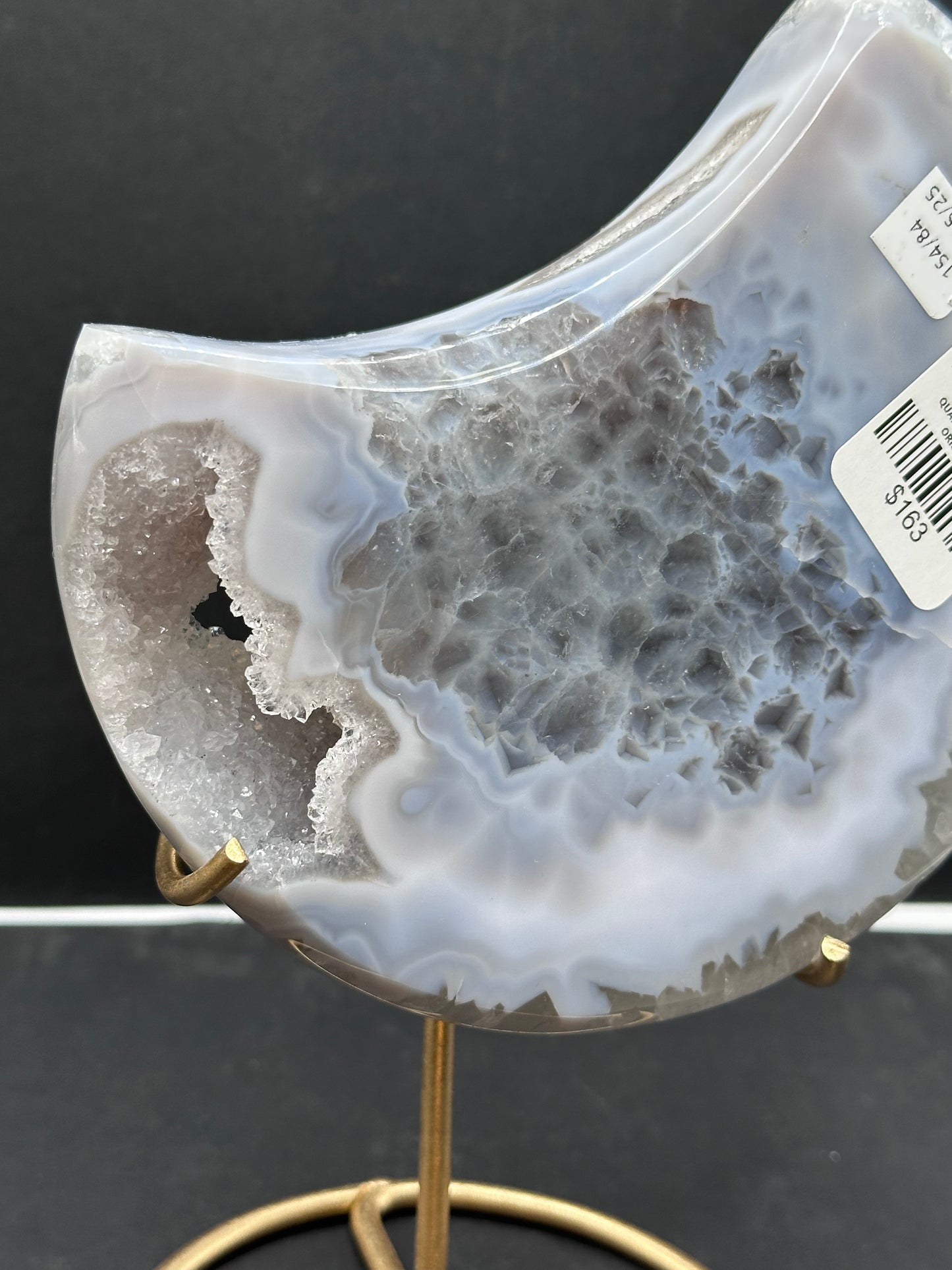 Druzy Agate Quartz Moon on Stand [Brazil]
