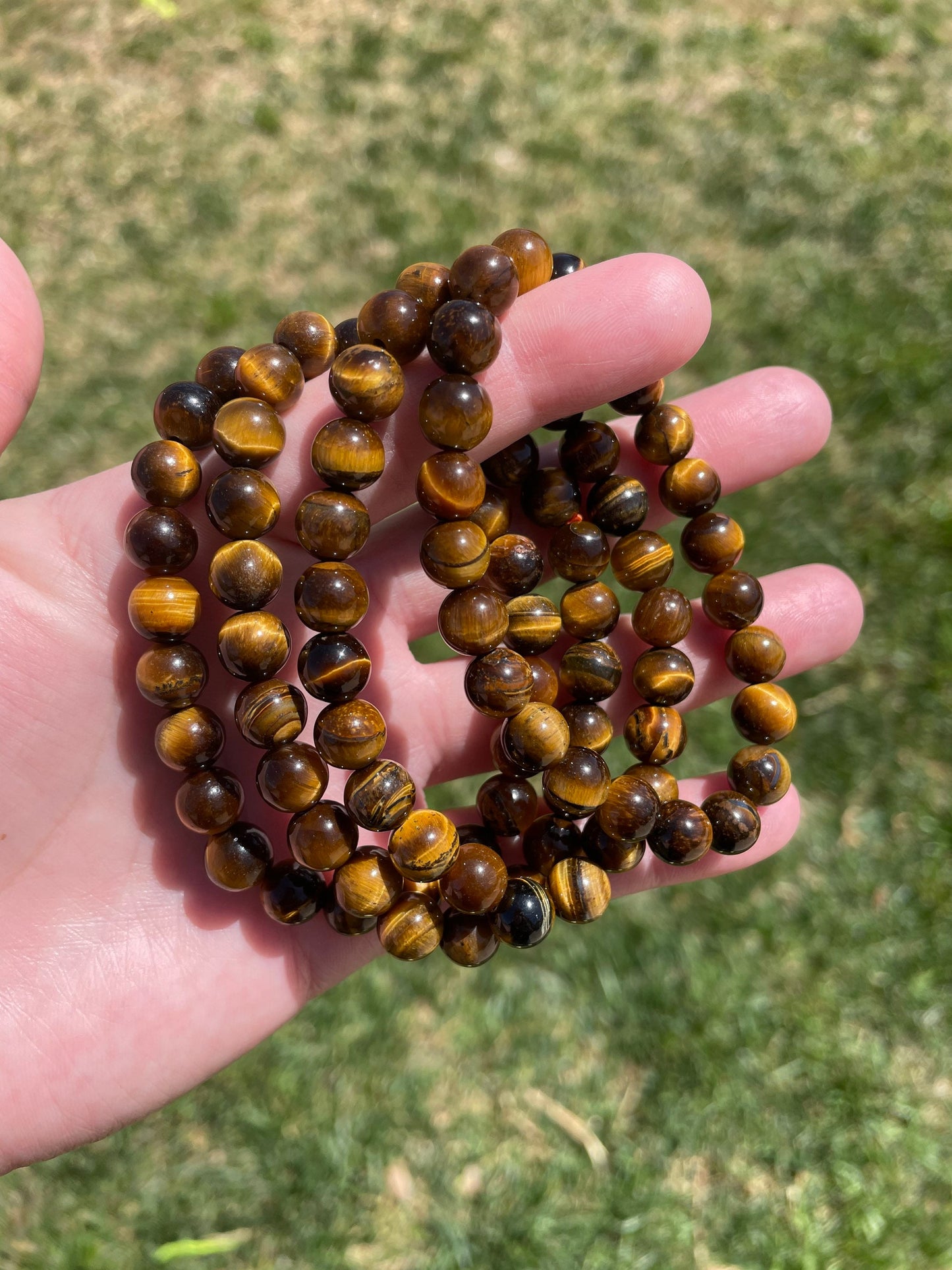Yellow tigers eye 6mm and 8mm crystal bracelet