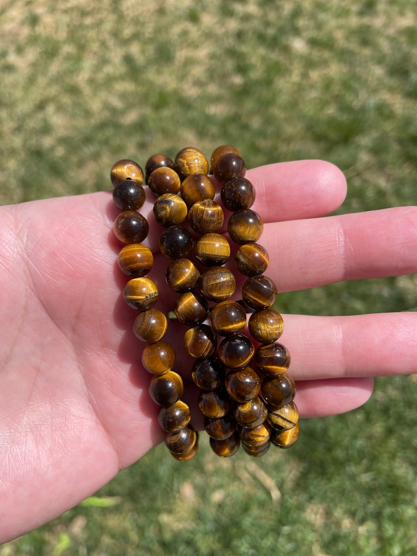 Yellow tigers eye 6mm and 8mm crystal bracelet