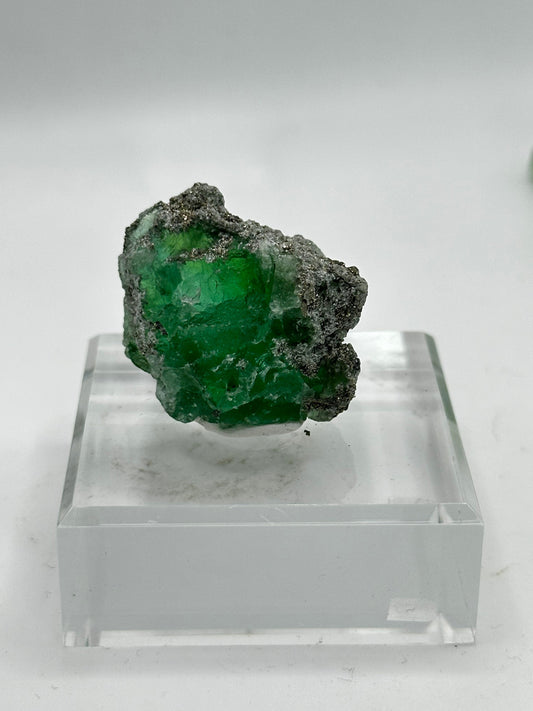 Green Fluorite with Galena and pyrite from cerro de pasco Mine pasco peru