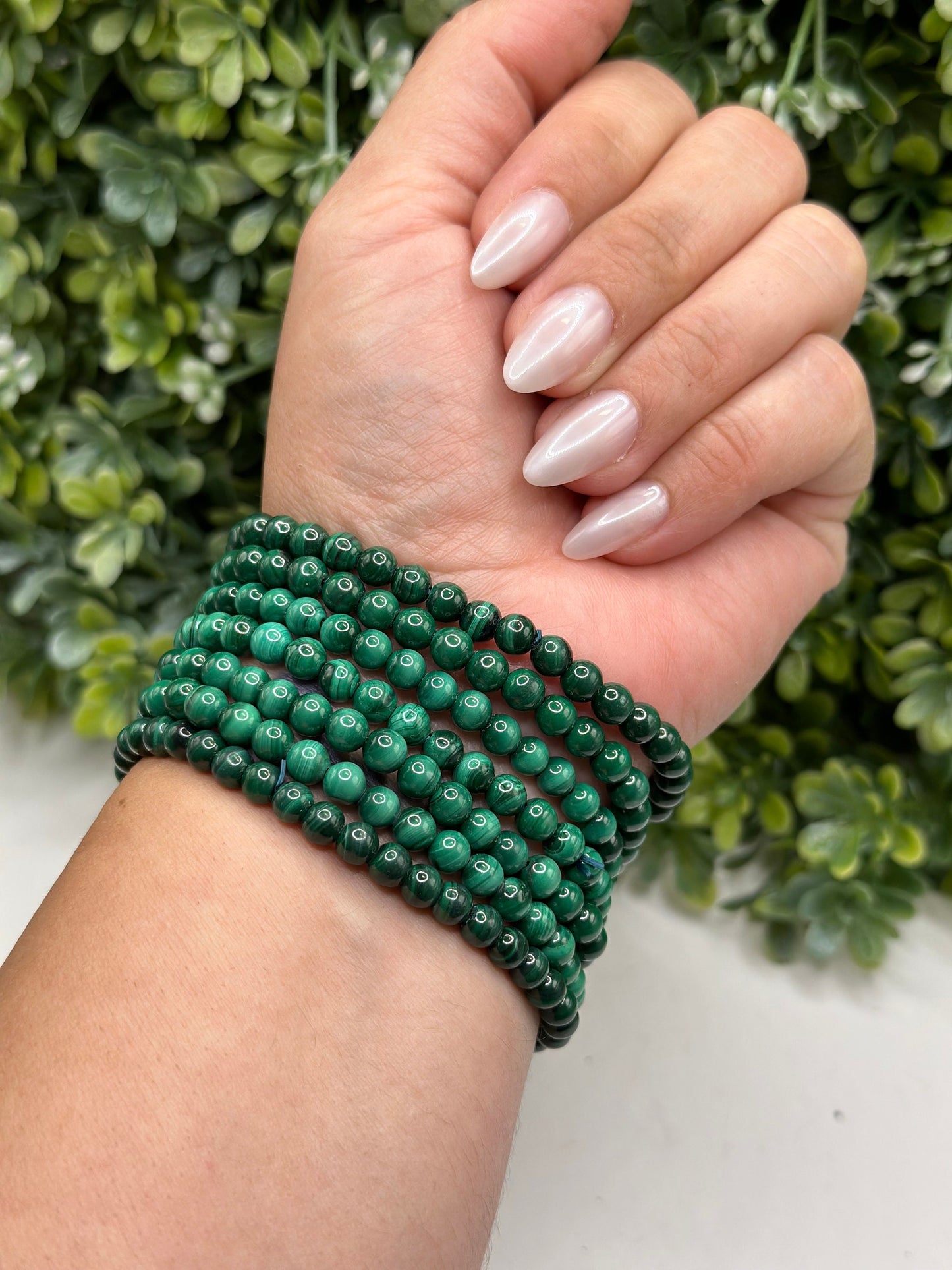 Malachite Crystal bracelet 5mm bead