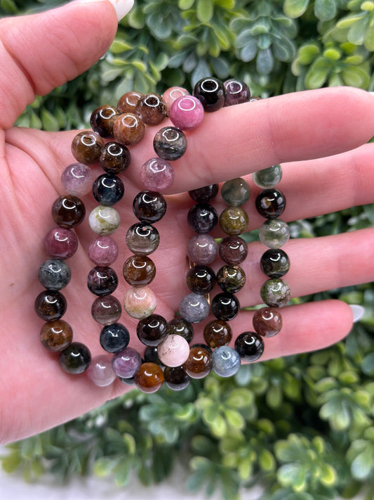 Mixed Tourmaline Crystal bracelet 8mm bead