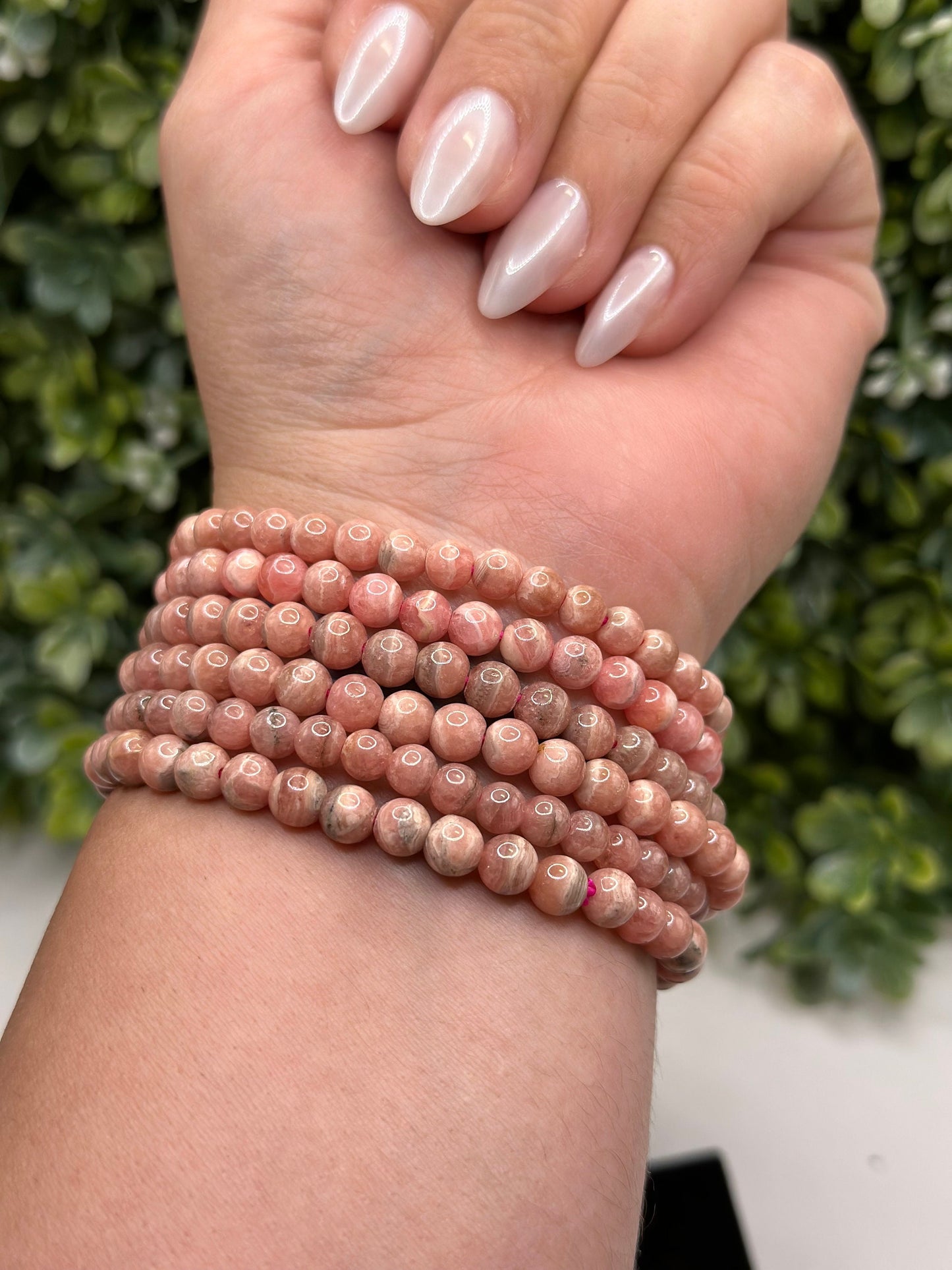 Rhodochrosite Crystal 5.8mm beaded bracelet