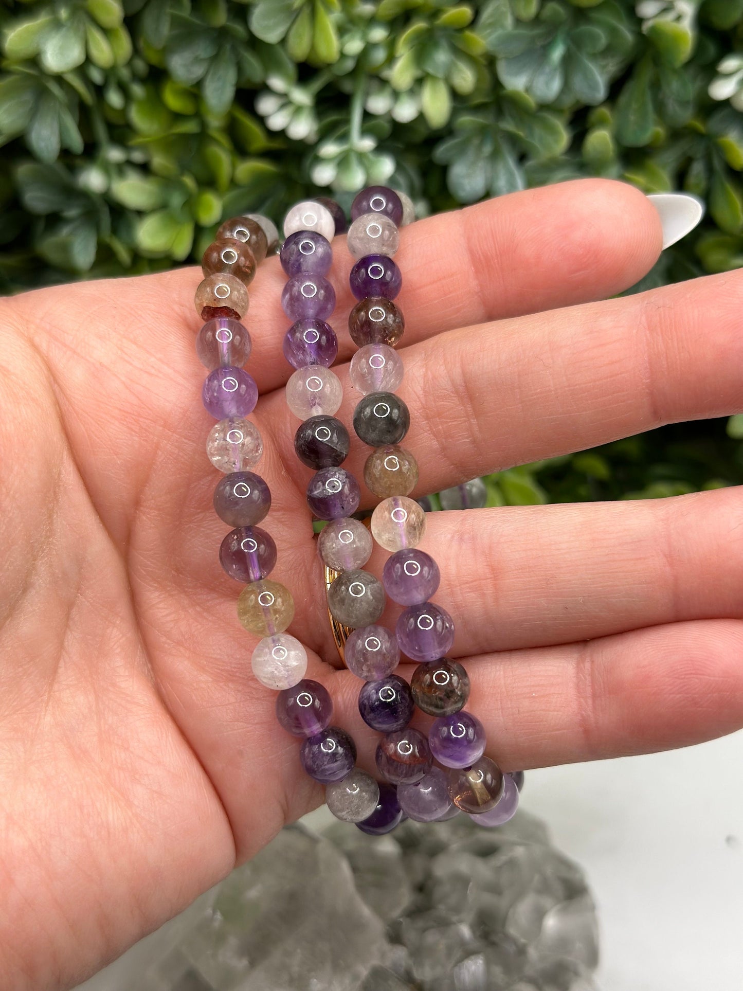 Ametrine Crystal 6.5mm beaded bracelet