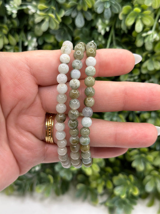 Jade Crystal Bracelet 6mm bead in stretch band