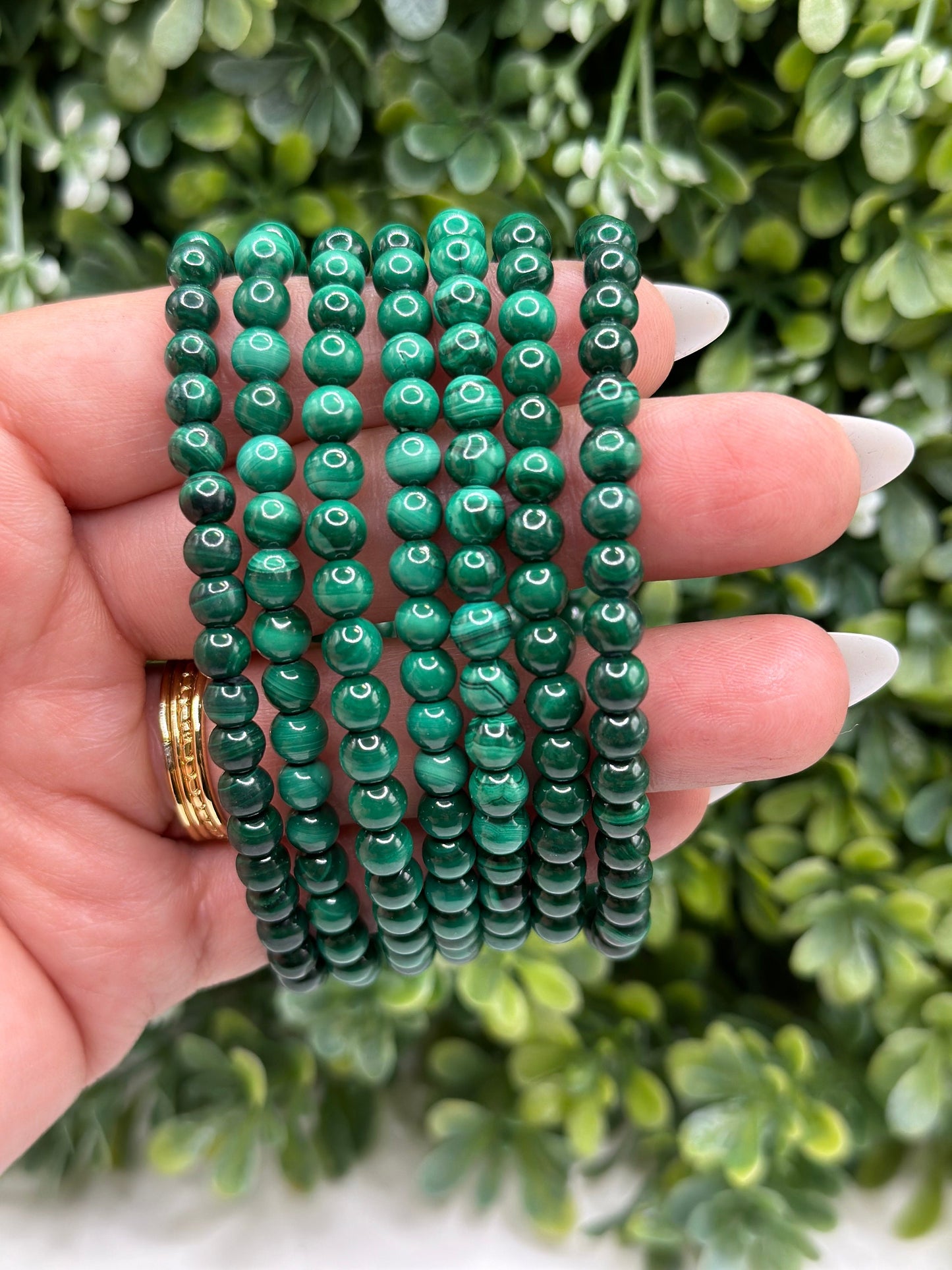 Malachite Crystal bracelet 5mm bead