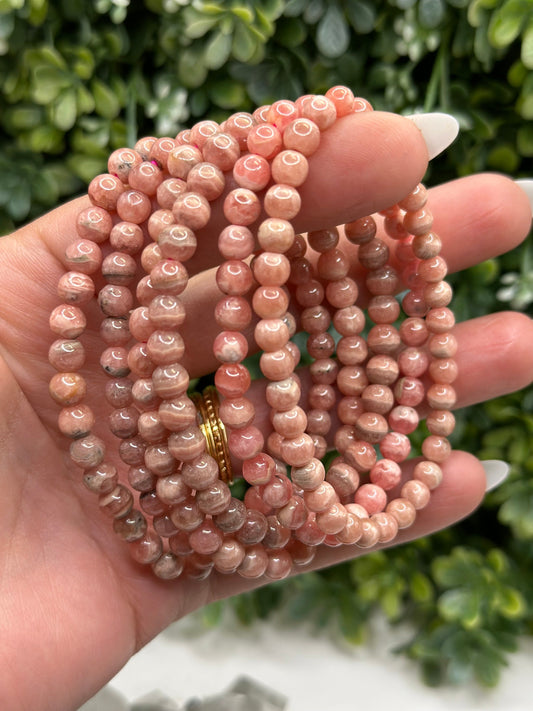 Rhodochrosite Crystal 5.8mm beaded bracelet
