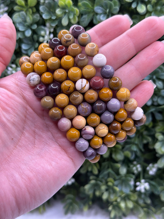 Mookaite Jasper 8mm Crystal beaded bracelet