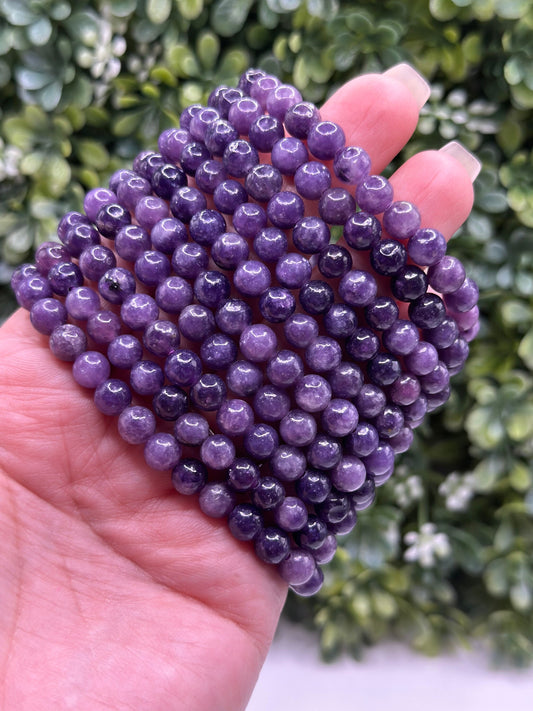 Lepidolite 6mm Crystal beaded bracelet
