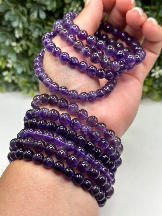 Amethyst 8mm crystal beaded bracelet