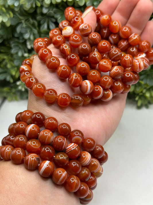 Carnelian 10mm crystal beaded bracelet