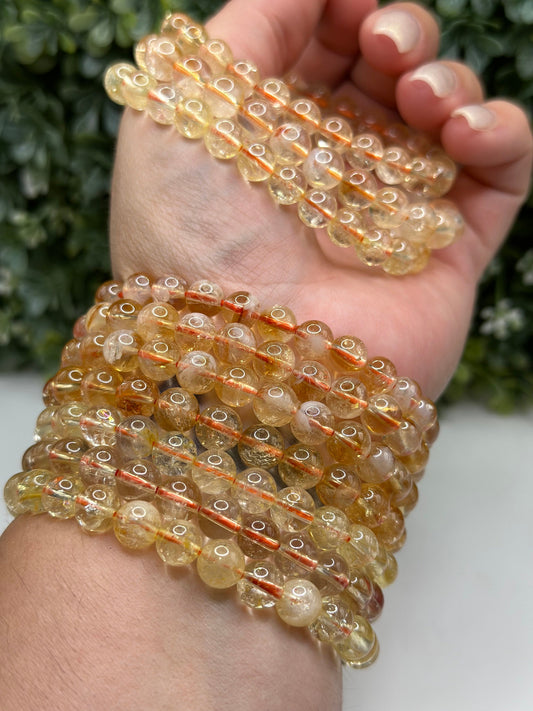 Citrine 8mm crystals beaded bracelet(heat treated amethyst)