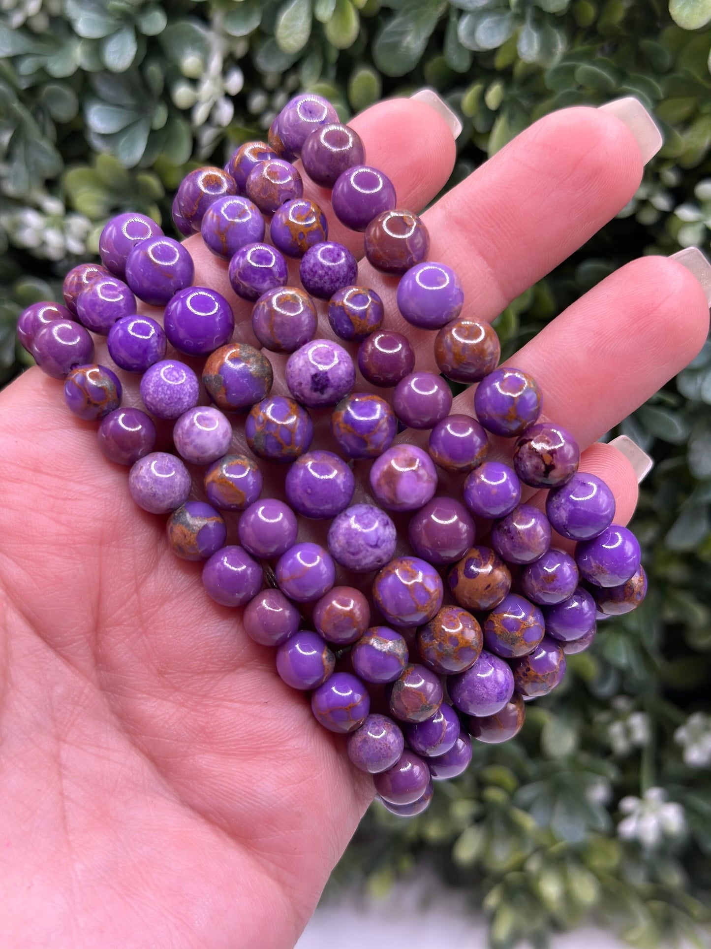 Phosphosiderite 8mm crystal  beaded bracelet