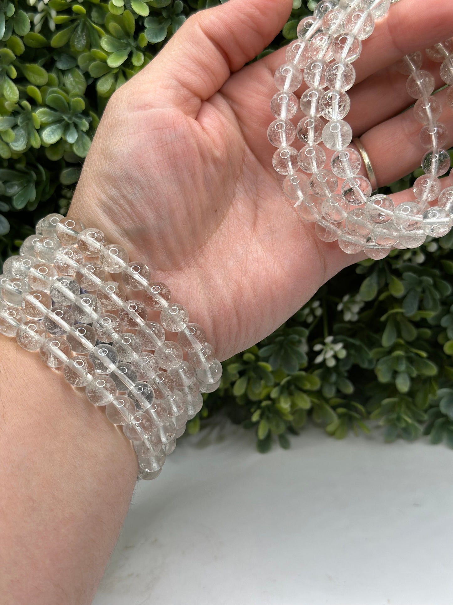 Clear Quartz 8mm beaded crystal bracelet