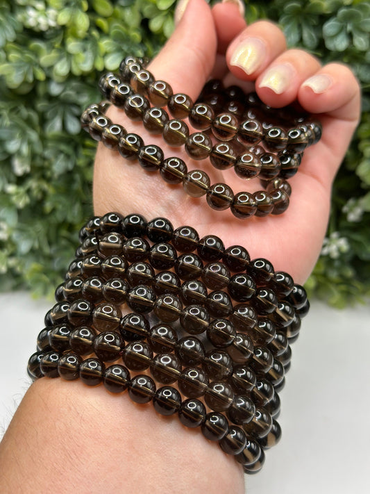 Smoky Quartz 8mm crystal bracelet