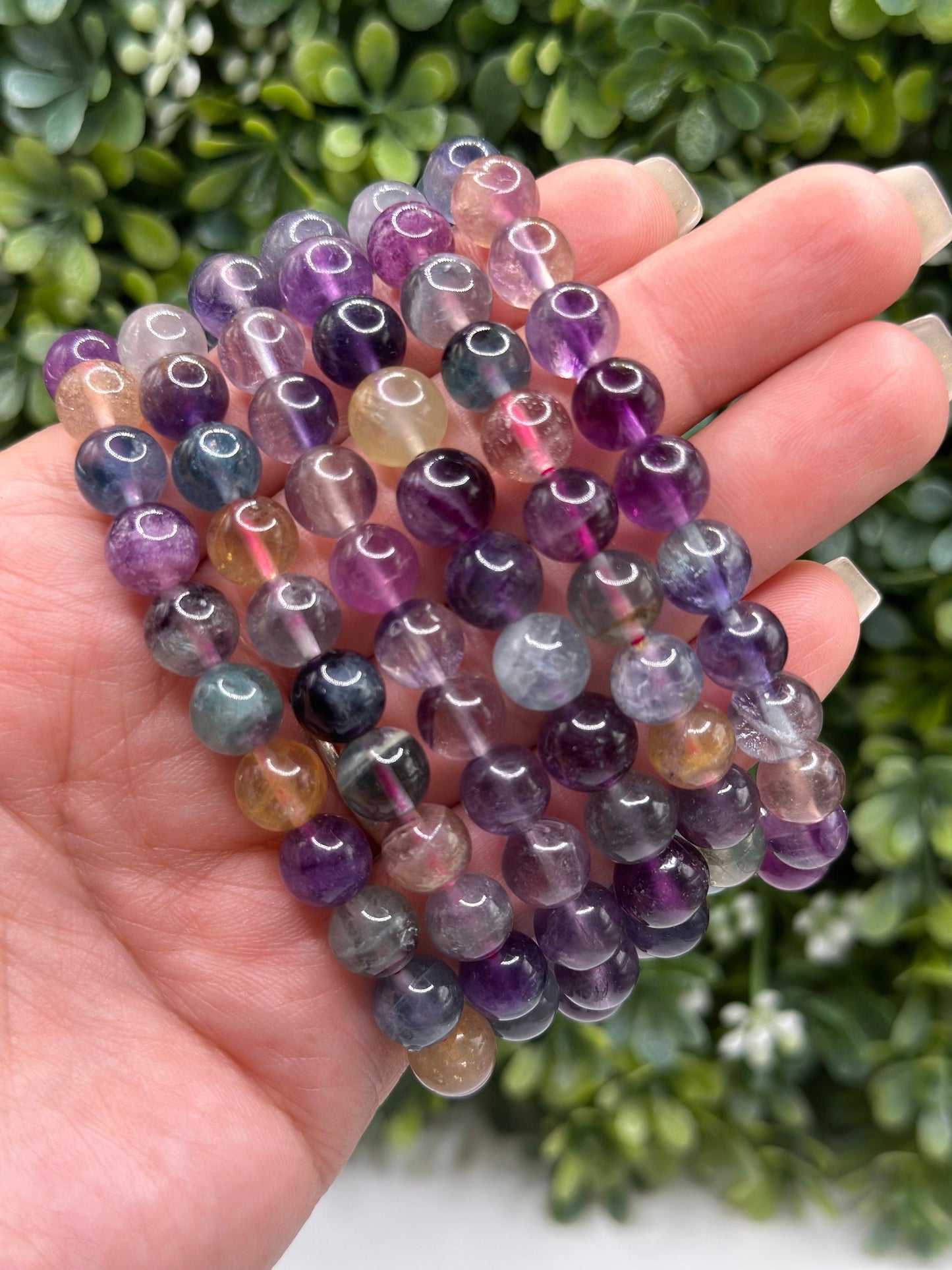 Colorful Fluorite 8mm crystalbeaded bracelet