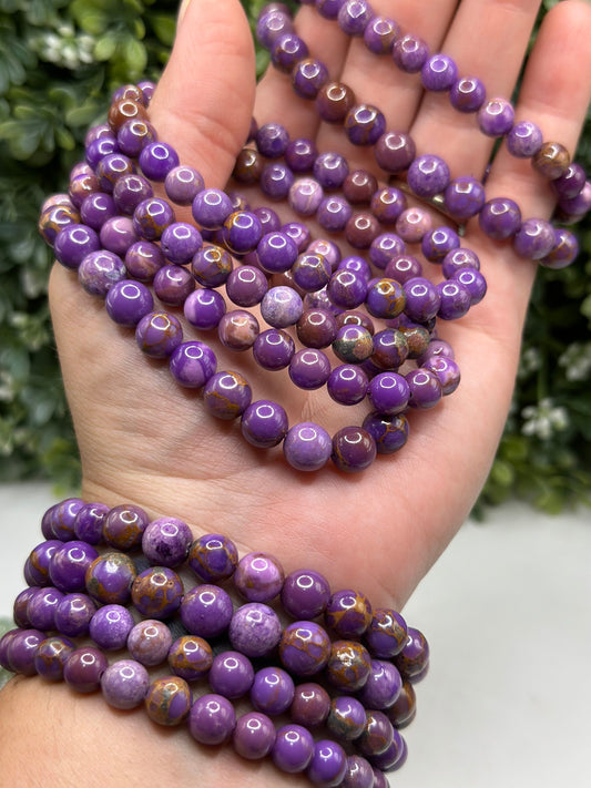 Phosphosiderite 8mm crystal  beaded bracelet