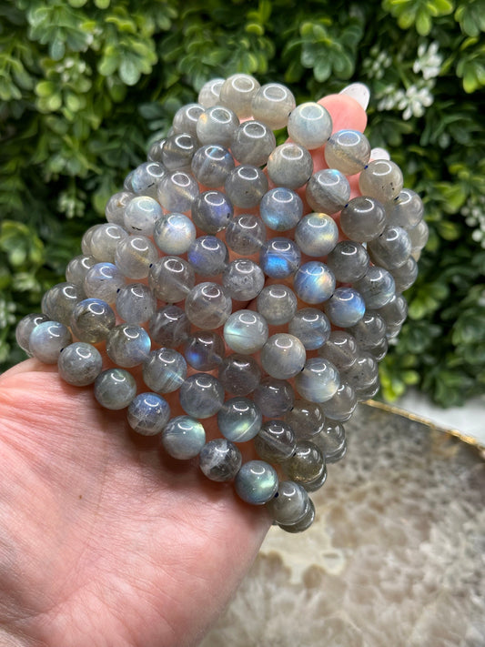 Labradorite Gemstone Bracelet – 10mm Flashy Crystals for Healing & Spiritual Energy