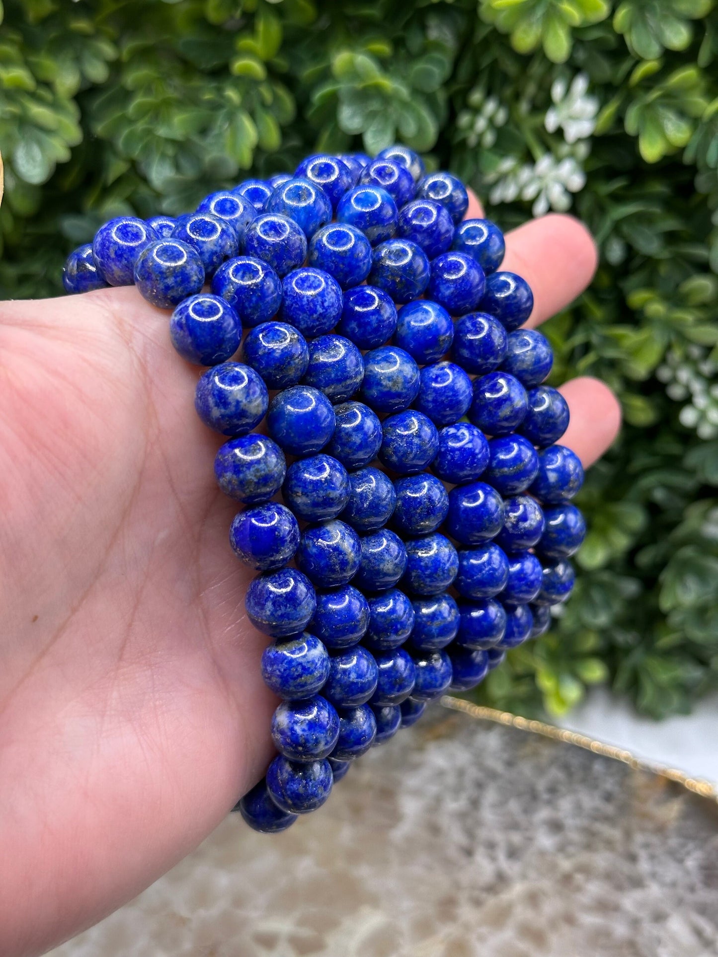 Lapiz Lazuli 8mm and 9.5mm beaded bracelet