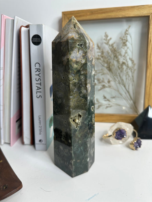Green Moss agate Tower  xl