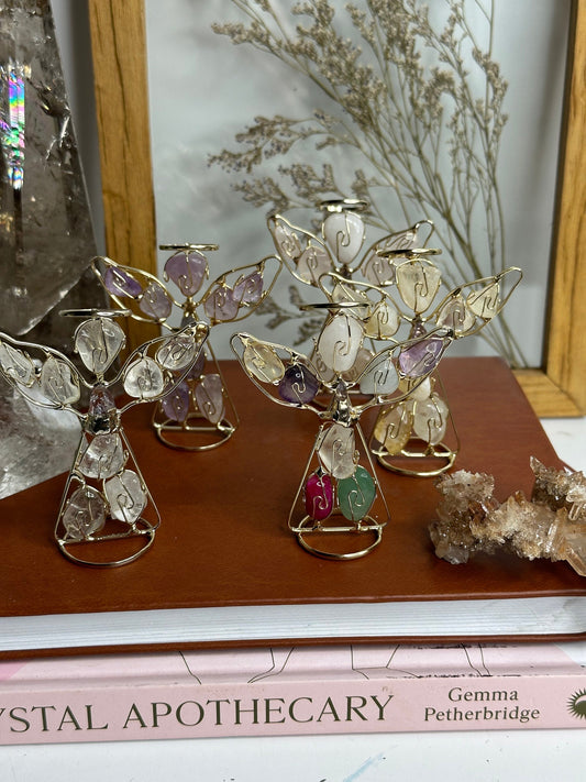 Wire Angel statue with Gemstones hand made in Mexico