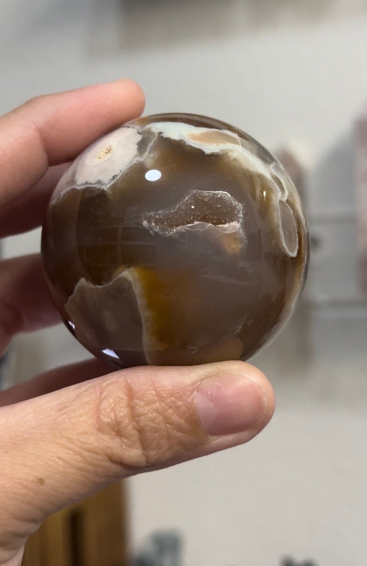 flower agate sphere