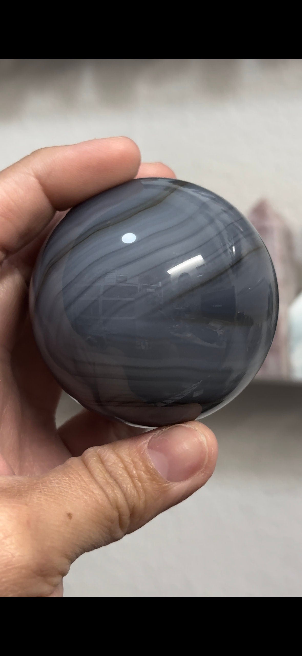 Blue Agate Crystal Sphere – Soothing Banded Stone for Meditation