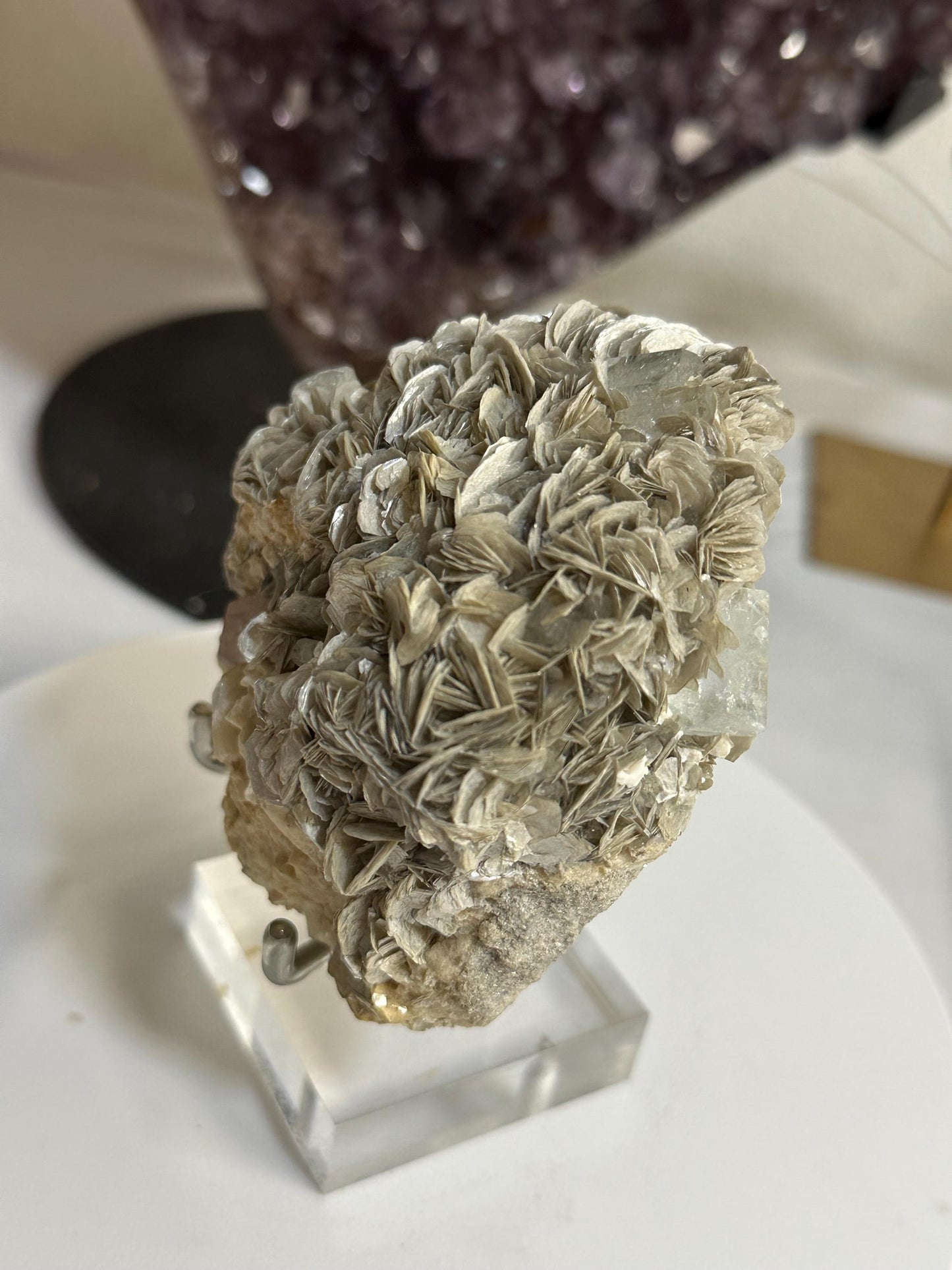 Collector’s Crystal – Aquamarine & Pink Morganite on Mica, 410g from Skardu Pakistan