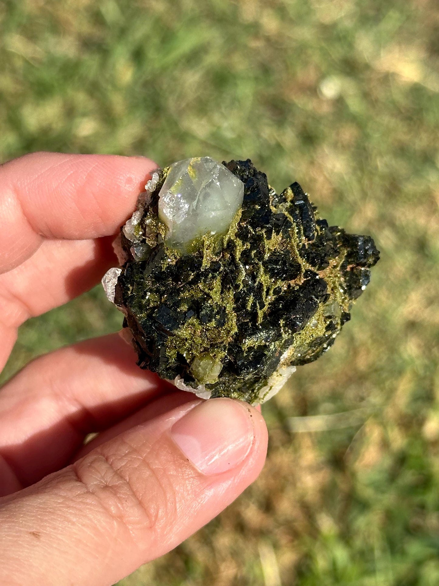 Epidote Quartz Mineral specimen, Turkey, Home decor, gift, natural, souvenir, sparkly