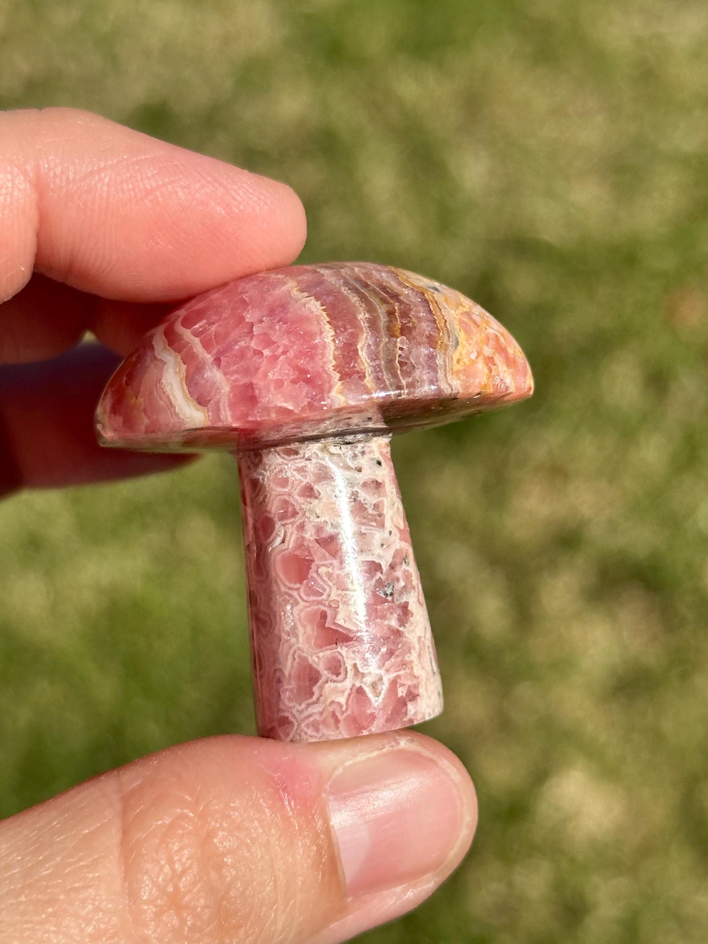 Rhodochrosite Mushroom Carvings, Argentina