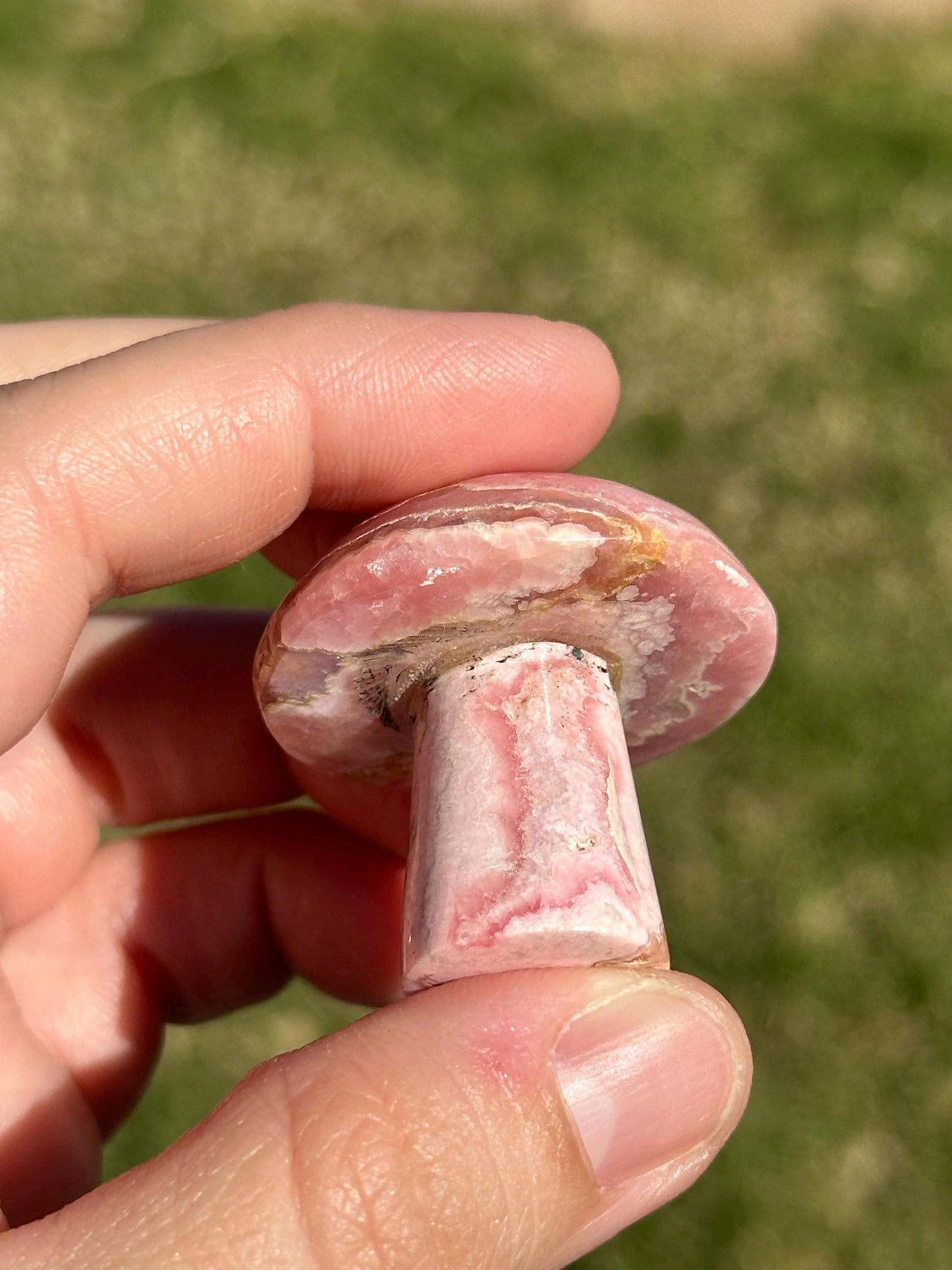 Rhodochrosite Mushroom Carvings, Argentina