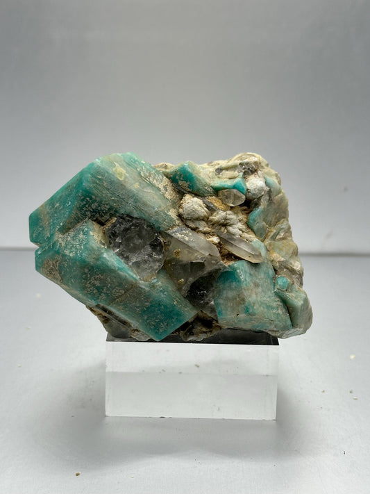 Lake George Amazonite & Smoky Quartz Point – Natural Crystal Combination
