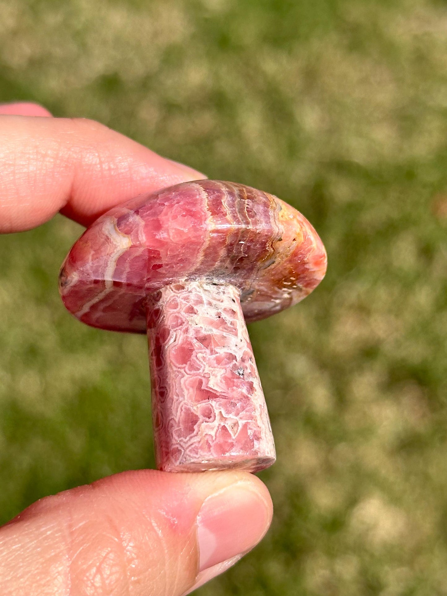 Rhodochrosite Mushroom Carvings, Argentina