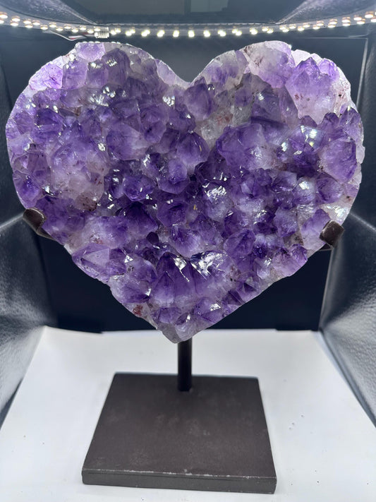 Large Heart shaped Amethyst with red Hematite needle inclusions /Uruguay