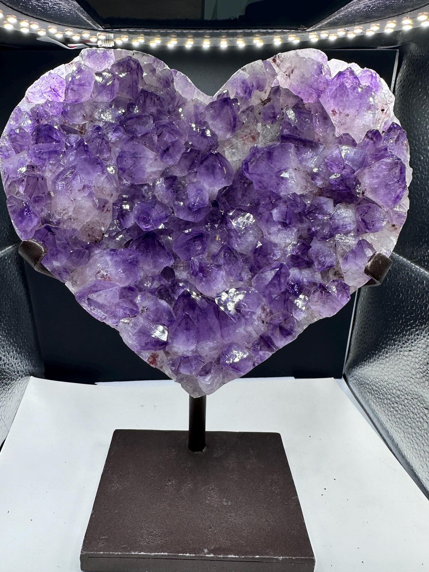 Large Heart shaped Amethyst with red Hematite needle inclusions /Uruguay