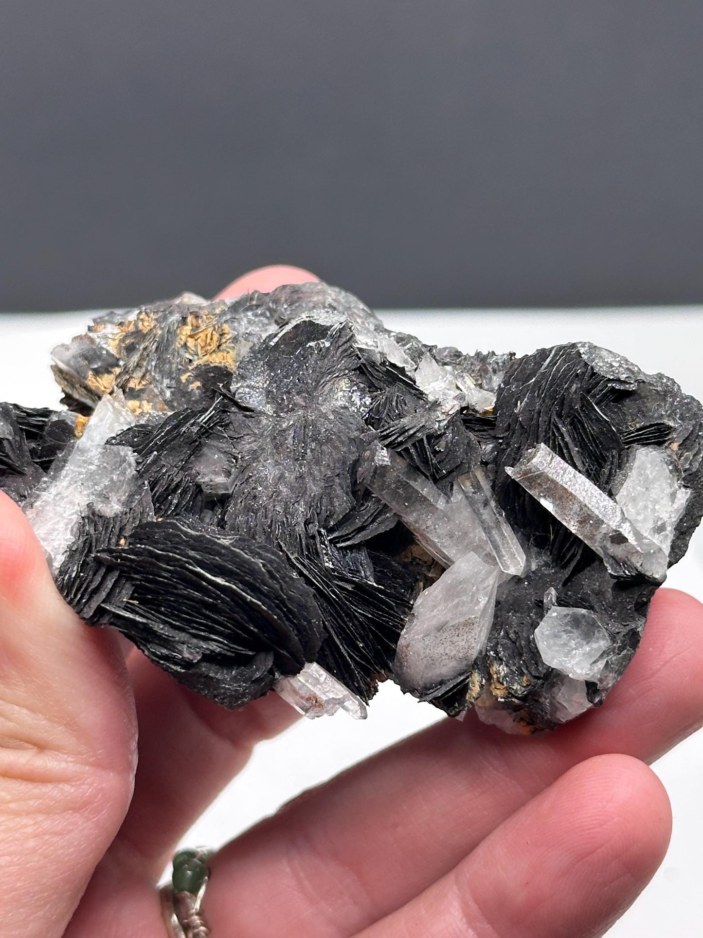 Quartz Crystal Cluster with Specularite Hematite