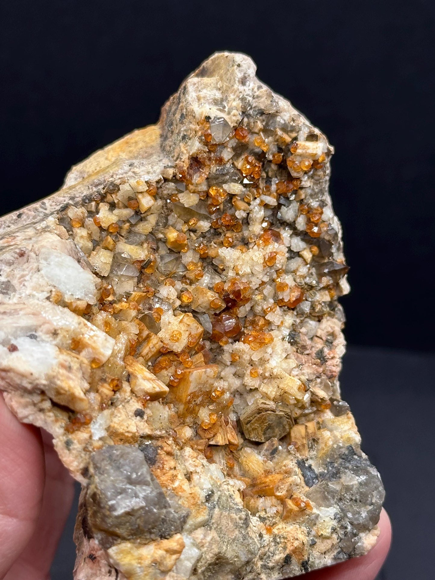 Spessartine Garnet with Smoky Quartz from Tongbei, Fujian, China