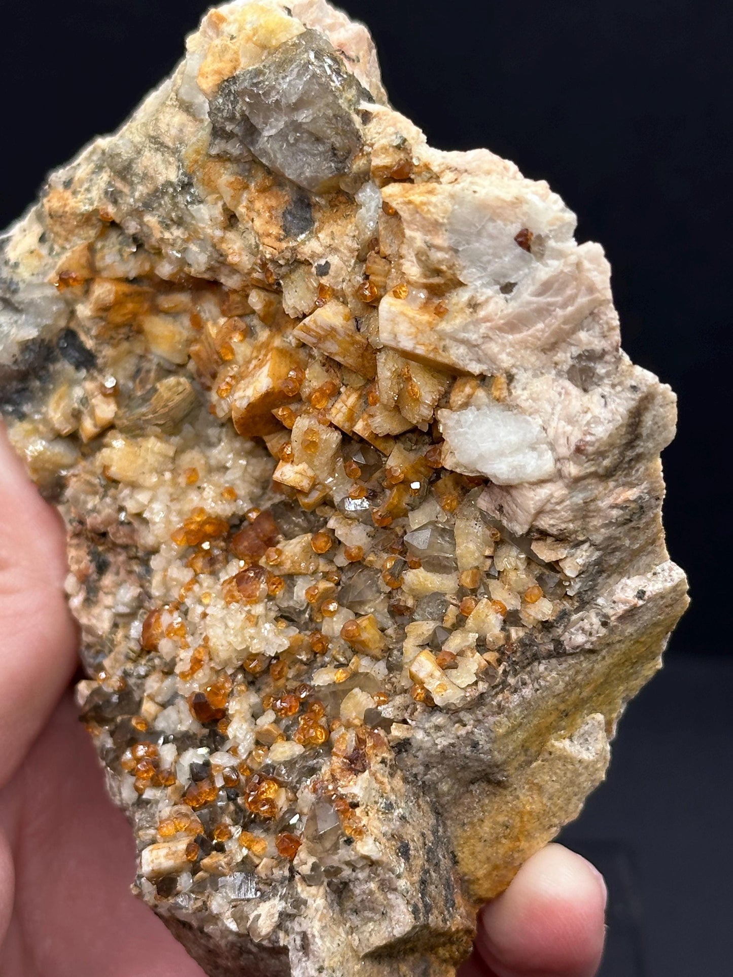 Spessartine Garnet with Smoky Quartz from Tongbei, Fujian, China