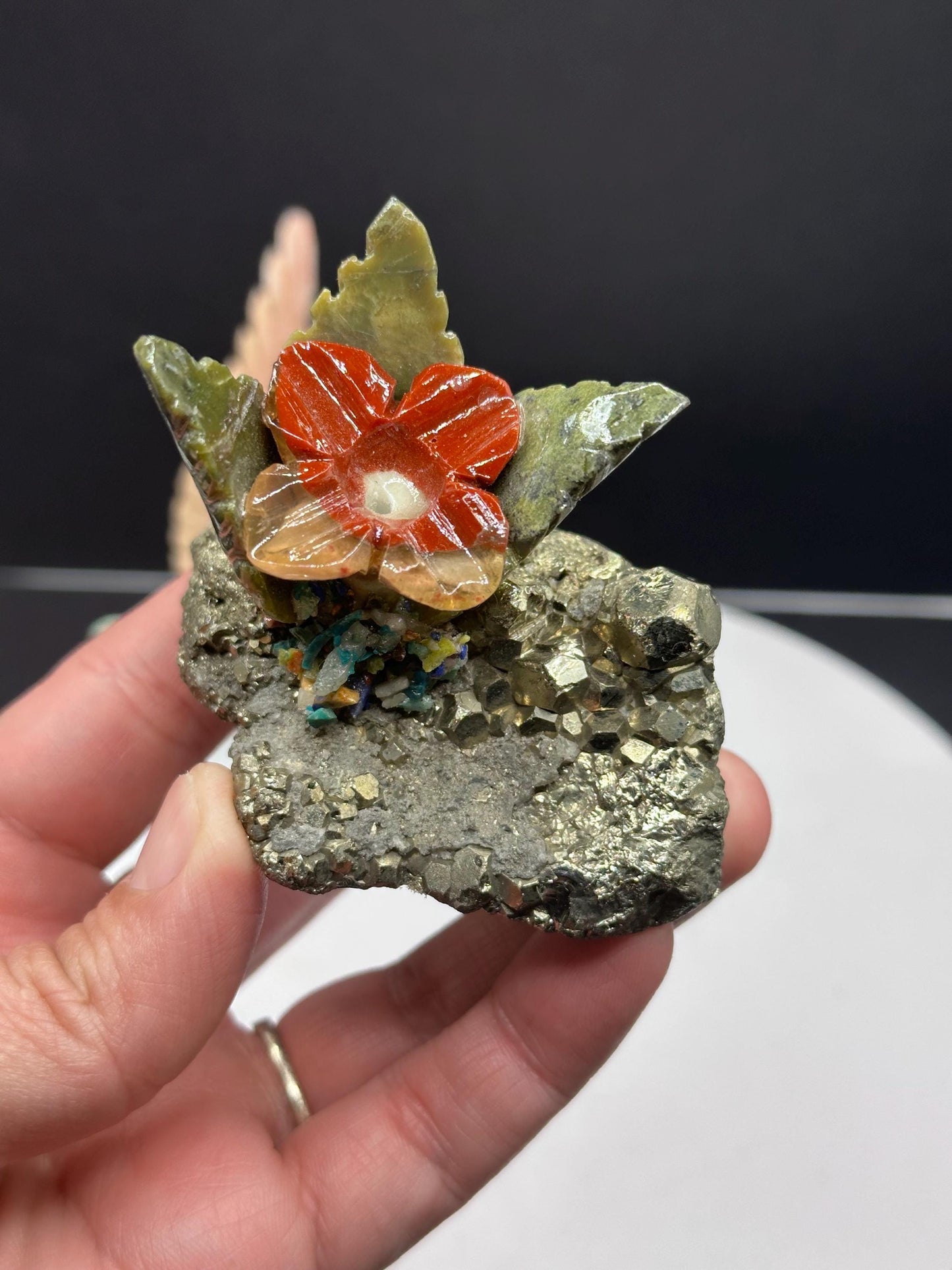 Crystal Hummingbird statue/ hand carved/ natural stone/ Peruvian mineral