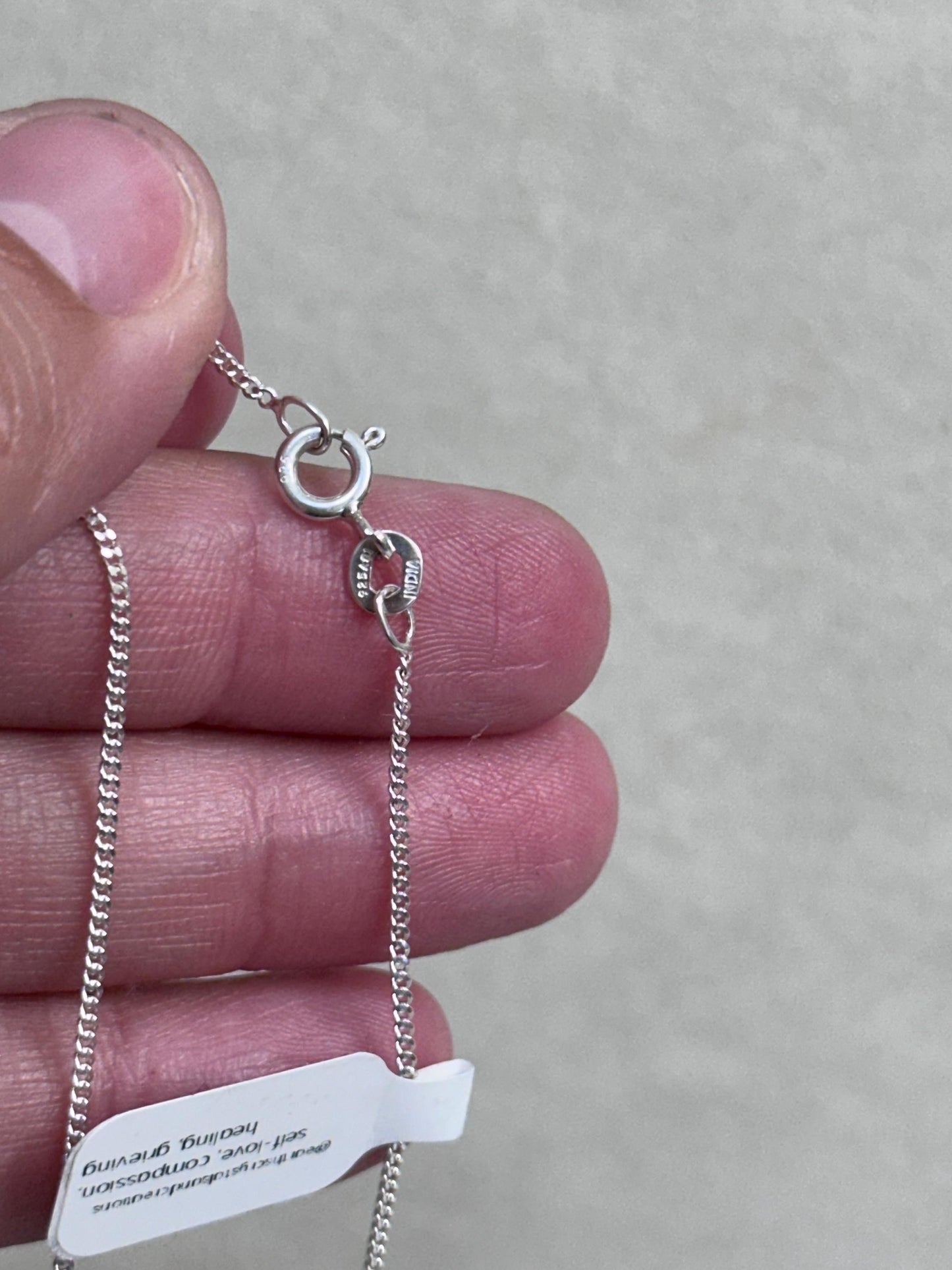 Rhodochrosite Crystal Pendant with 16in 925 silver chain