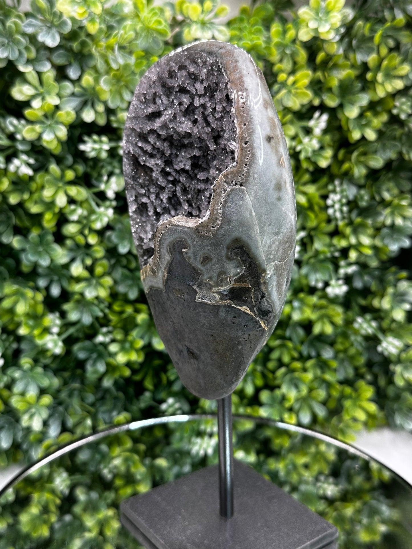 Black Galaxy Amethyst on Metal stand (Uruguay)