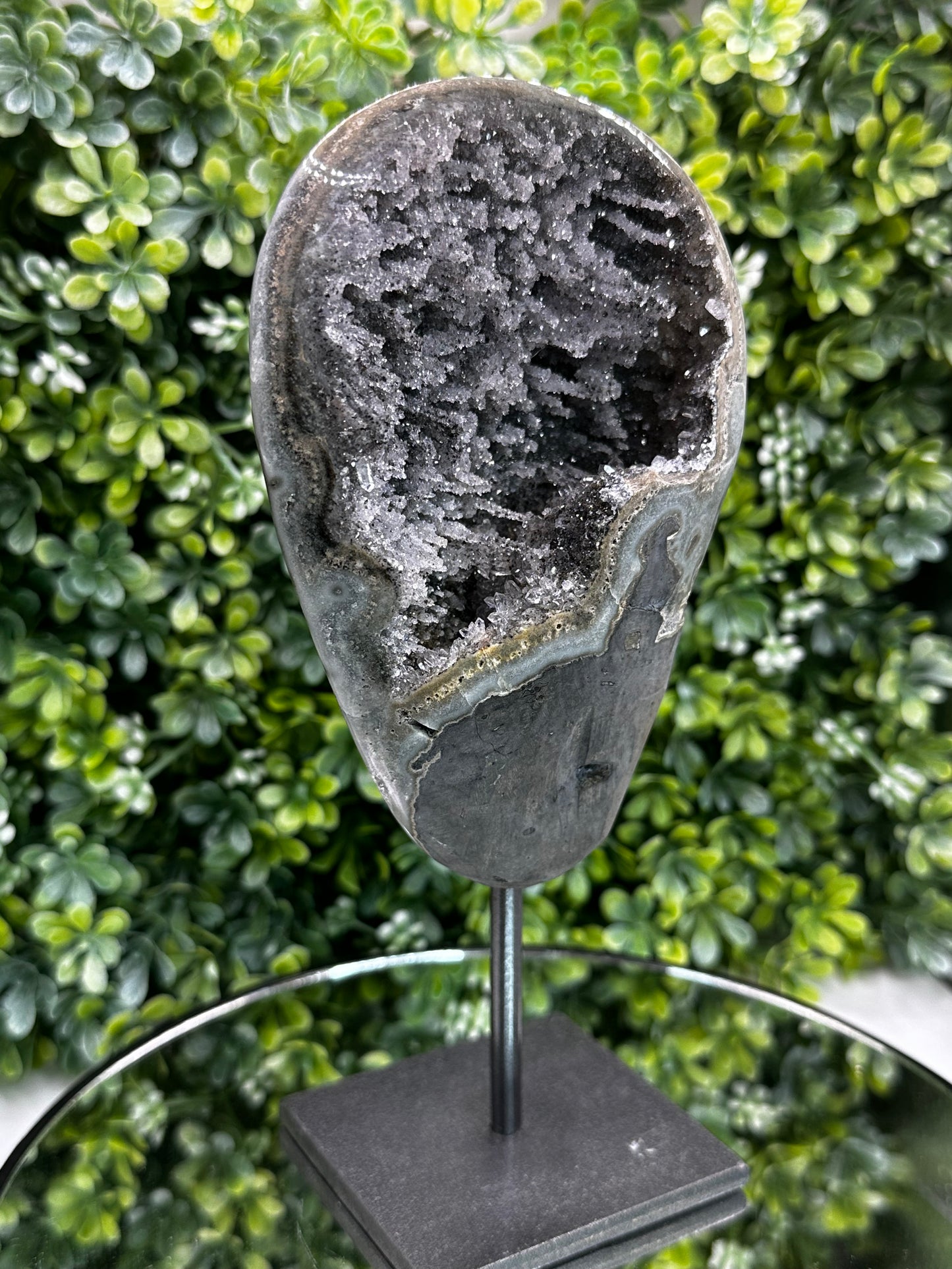 Black Galaxy Amethyst on Metal stand (Uruguay)