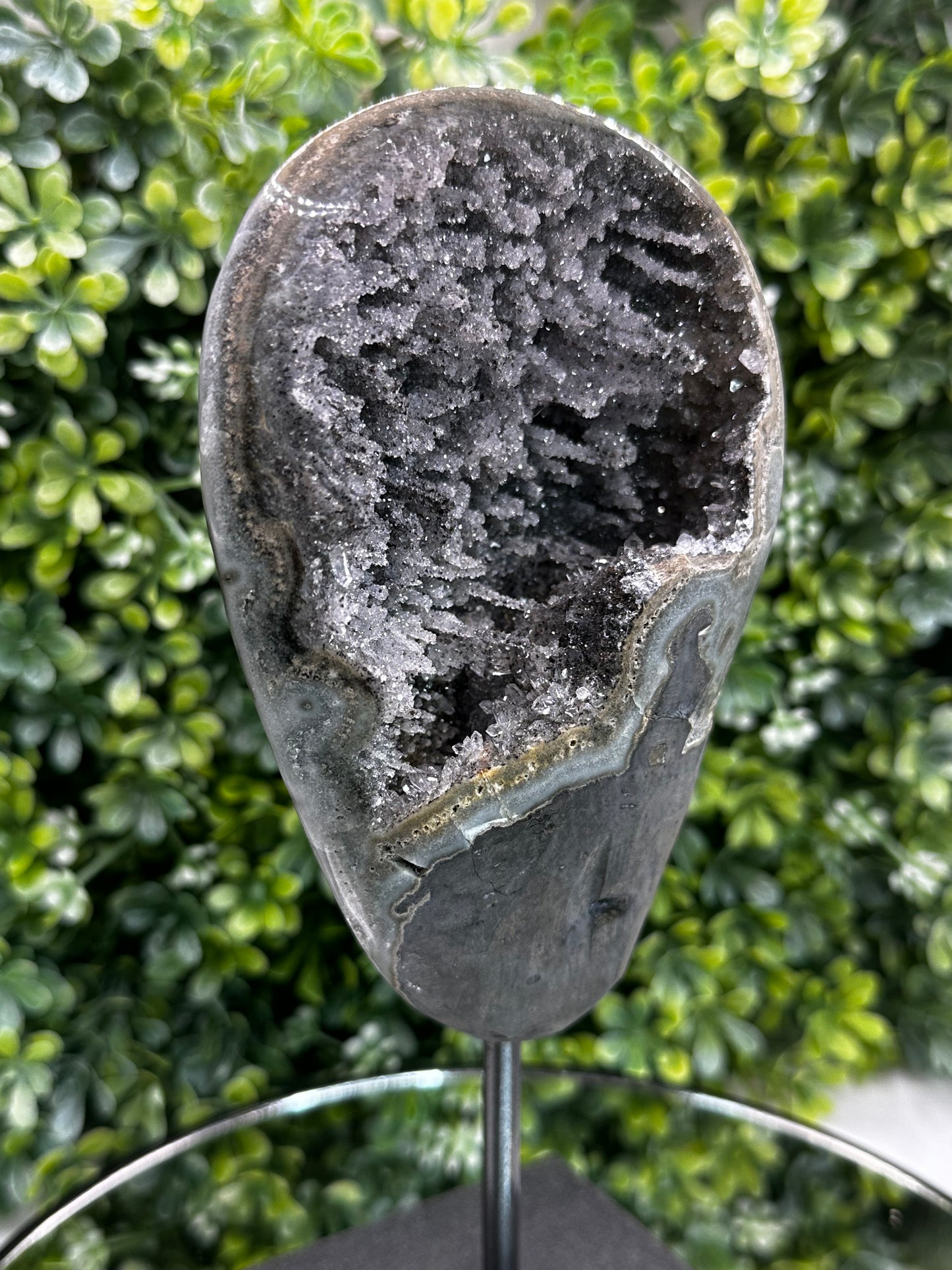 Black Galaxy Amethyst on Metal stand (Uruguay)